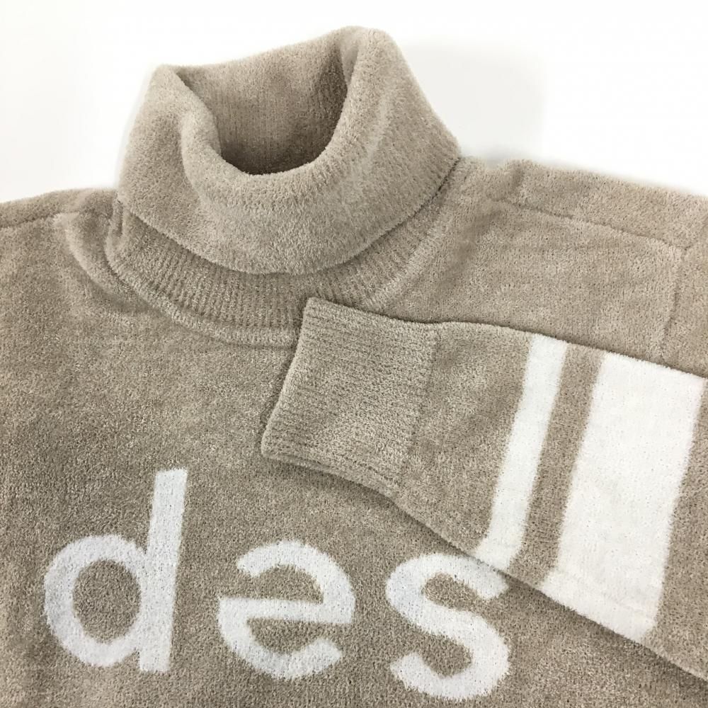 超美品】デサントゴルフ セーター ベージュ×白 フロントロゴ モール