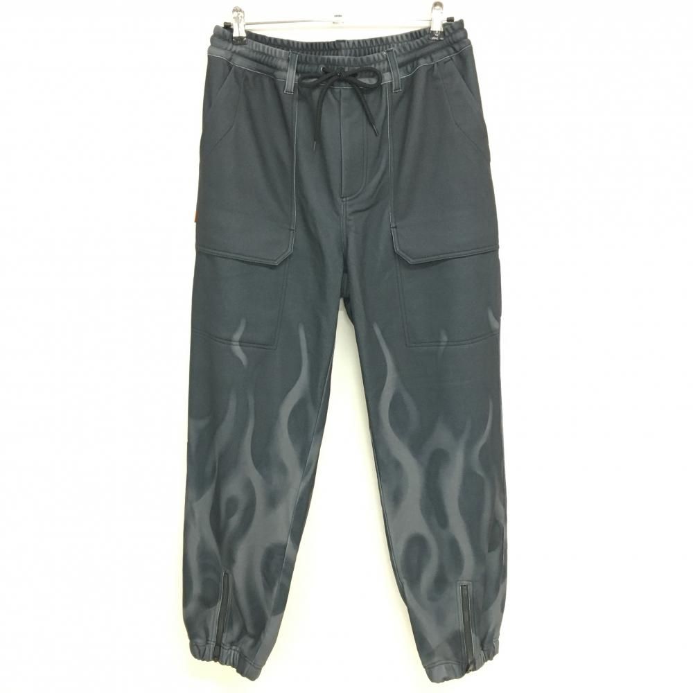 ラッセルノパンツ 超美品】ラッセルノ ジョガーパンツ 黒×グレー 裾総柄・ロゴ ウエスト