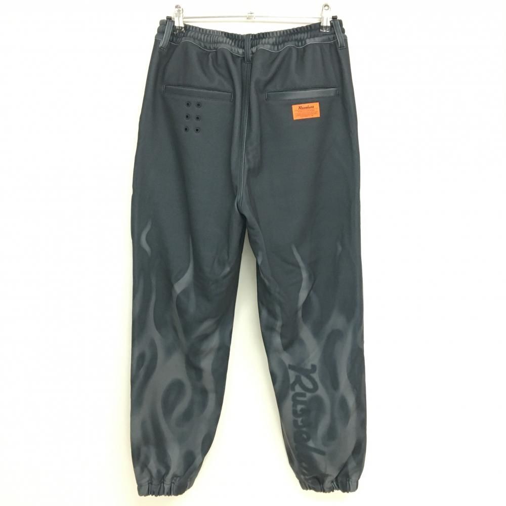 超美品】ラッセルノ ジョガーパンツ 黒×グレー 裾総柄・ロゴ ウエスト