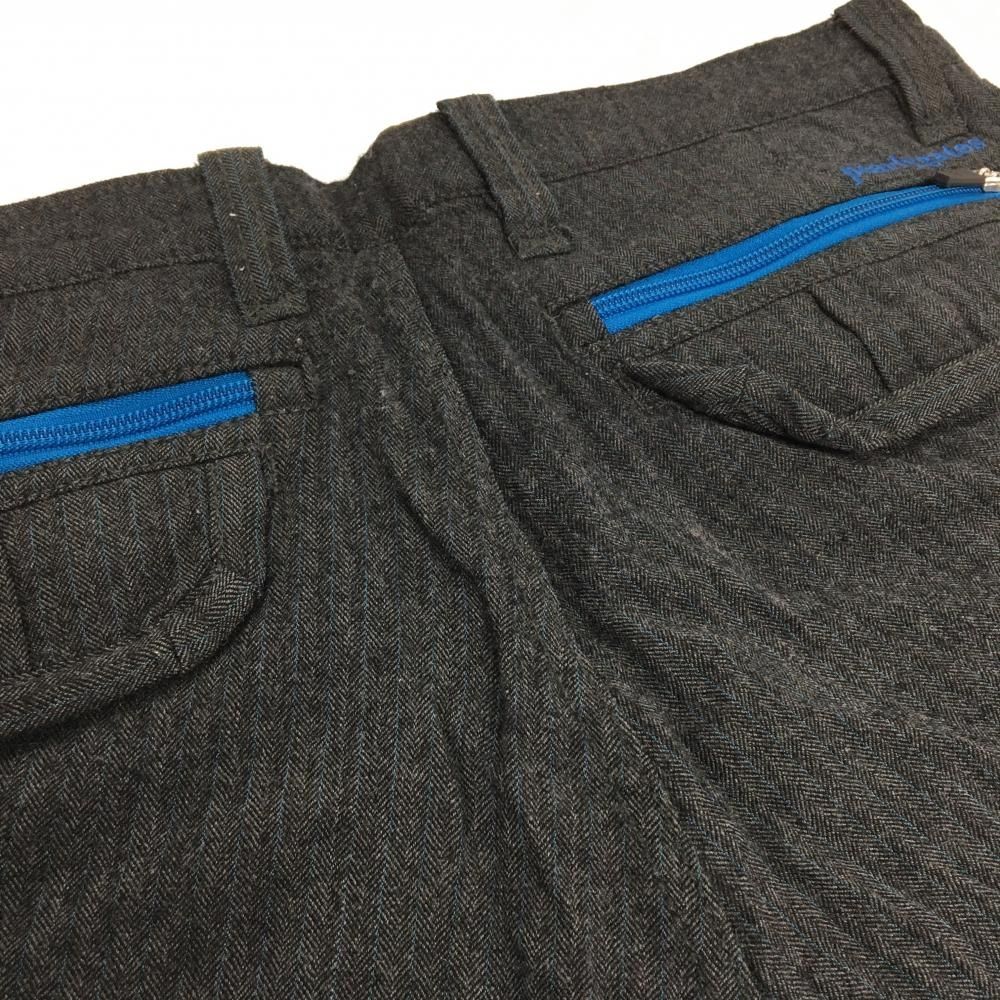 パーリーゲイツ ウールパンツ ダークグレー×ライトブルー ストライプ