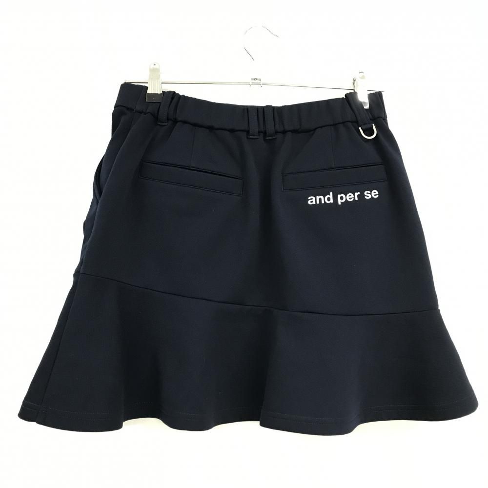 アンパスィ　ネイビー フレアスカート レディース ゴルフ アンパスィ フレアスカート ネイビー ウエストゴム ロゴワッペン