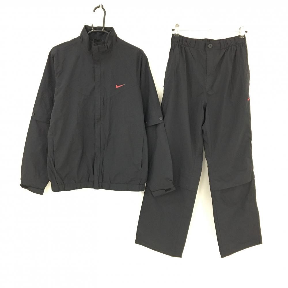 ナイキ レインウェア 2 WAYジャケット×パンツ 黒 袖着脱可 裏地メッシュ メンズ LGG ゴルフウェア NIKE