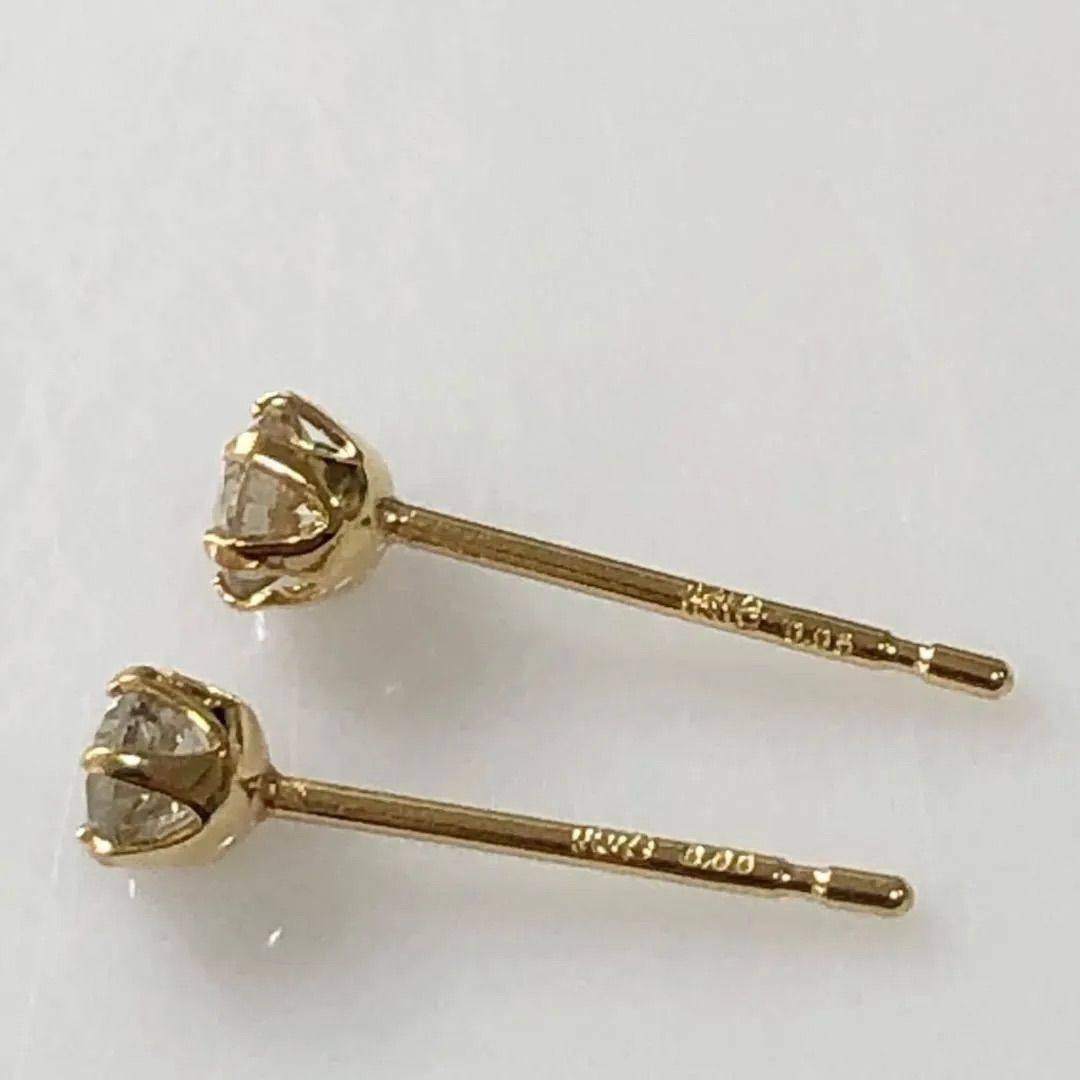 真由美 K18 天然ダイヤモンドピアス 計1.0 ブラウン系 おまとめ K18