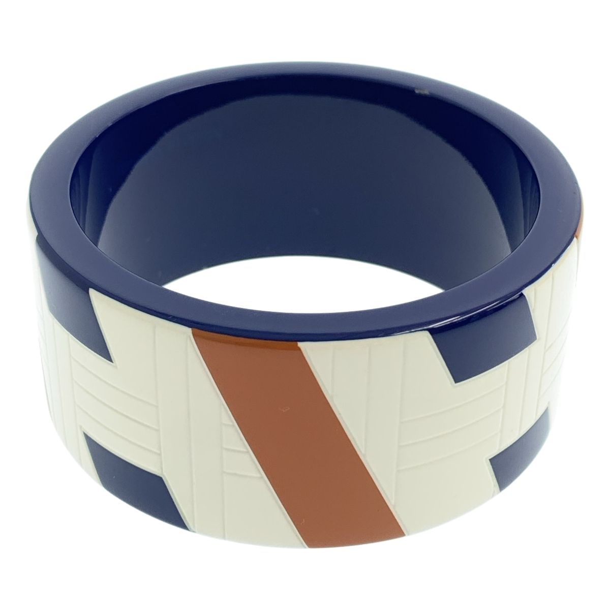 HERMES / エルメス | ラッカーウッド Hロゴ バングル | ネイビー