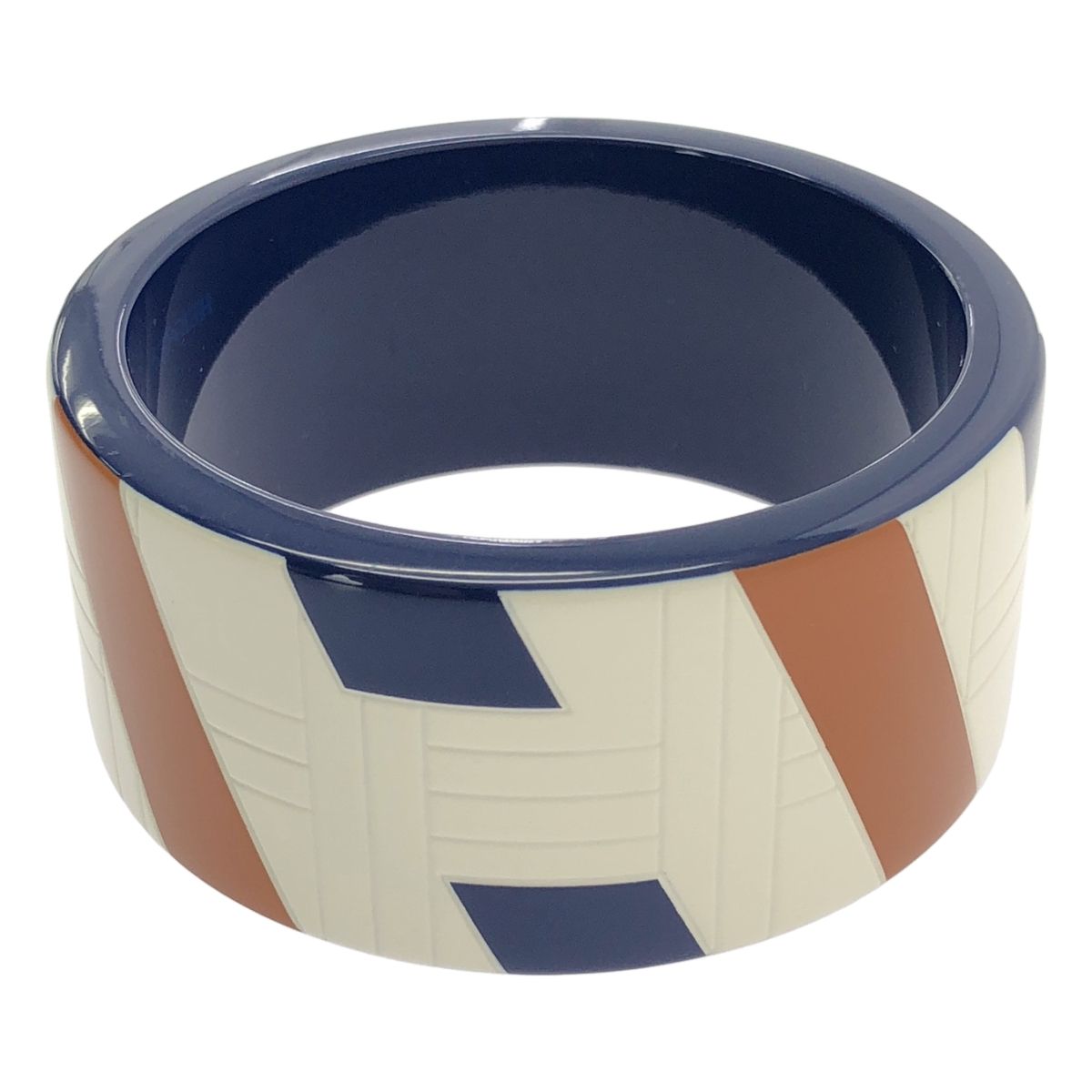 HERMES / エルメス | ラッカーウッド Hロゴ バングル | ネイビー