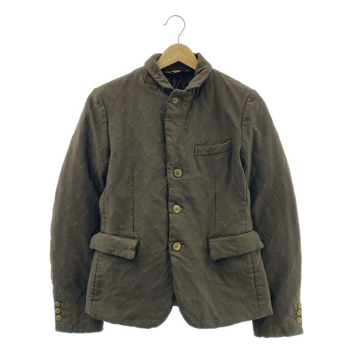 COMME des GARCONS コムコム 2014 AW ポリエステル縮絨 キルティング ジャケット XS カーキ レディース