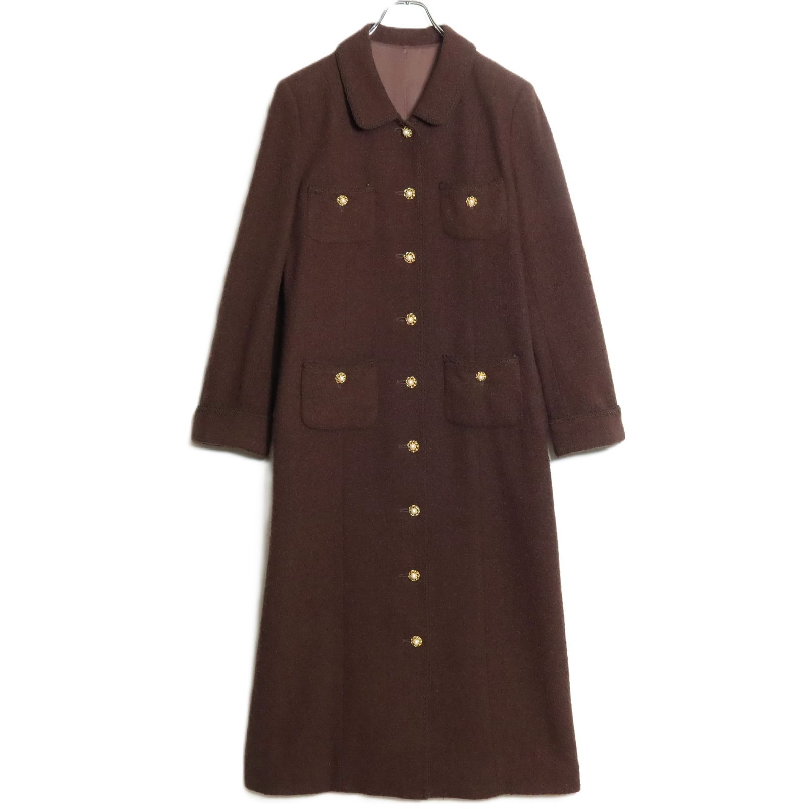 インゲボルグ☆ロングコート ブラウン系 前開き 販売済み パールビーズ