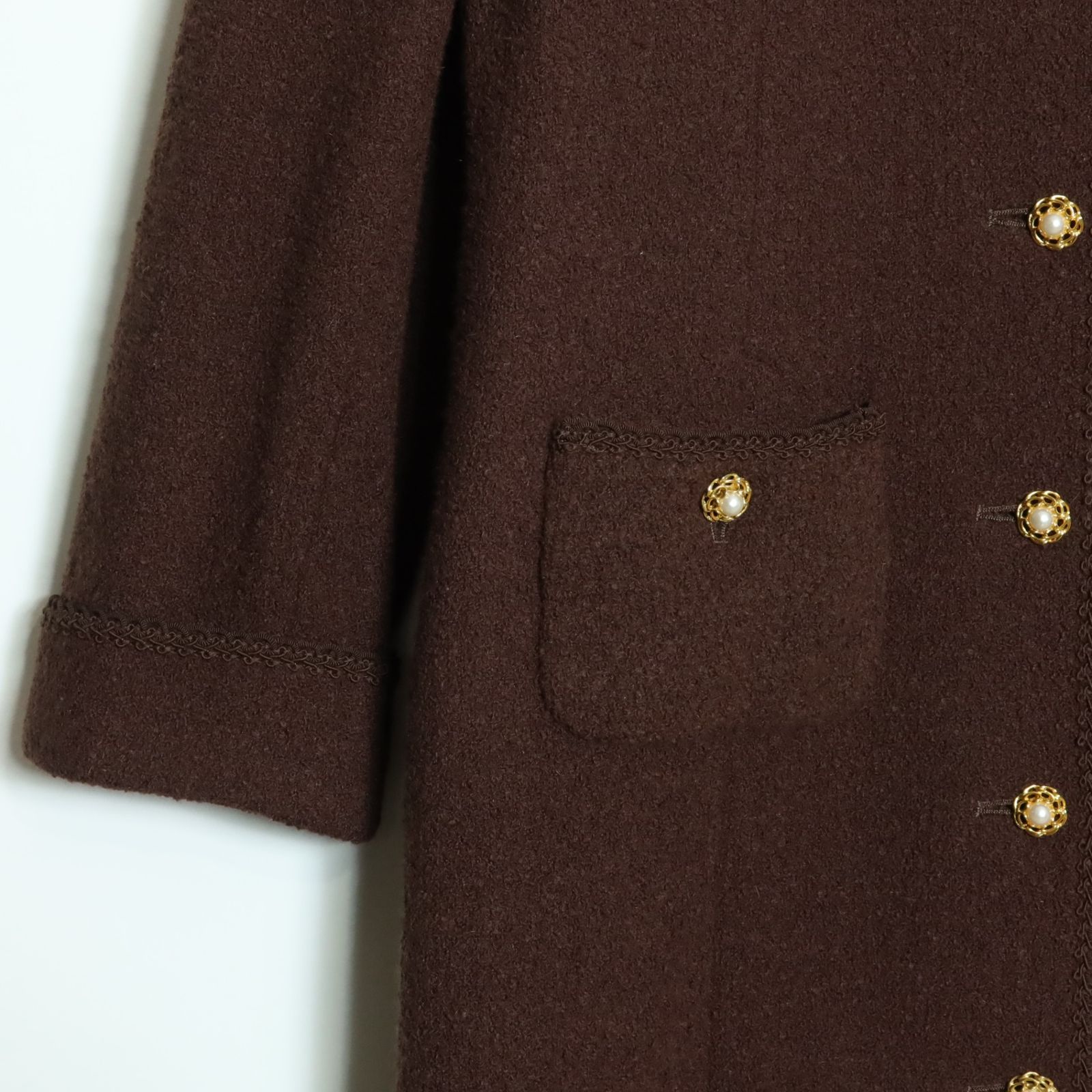 インゲボルグ☆ロングコート ブラウン系 前開き 販売済み パールビーズ