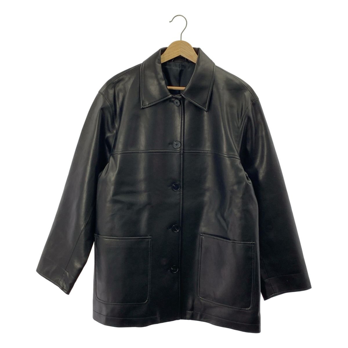 BEAUTY YOUTH ビューティーアンドユース レザーライク カバーオール ジャケット M ブラック レディース