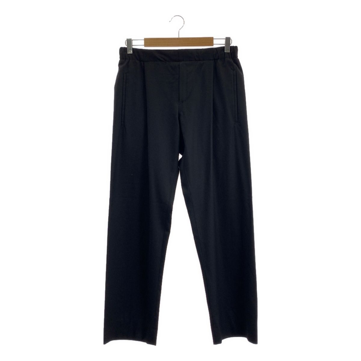 CARUSO カルーゾ ウール タック ドローストリング イージー パンツ 46 ブラック メンズ