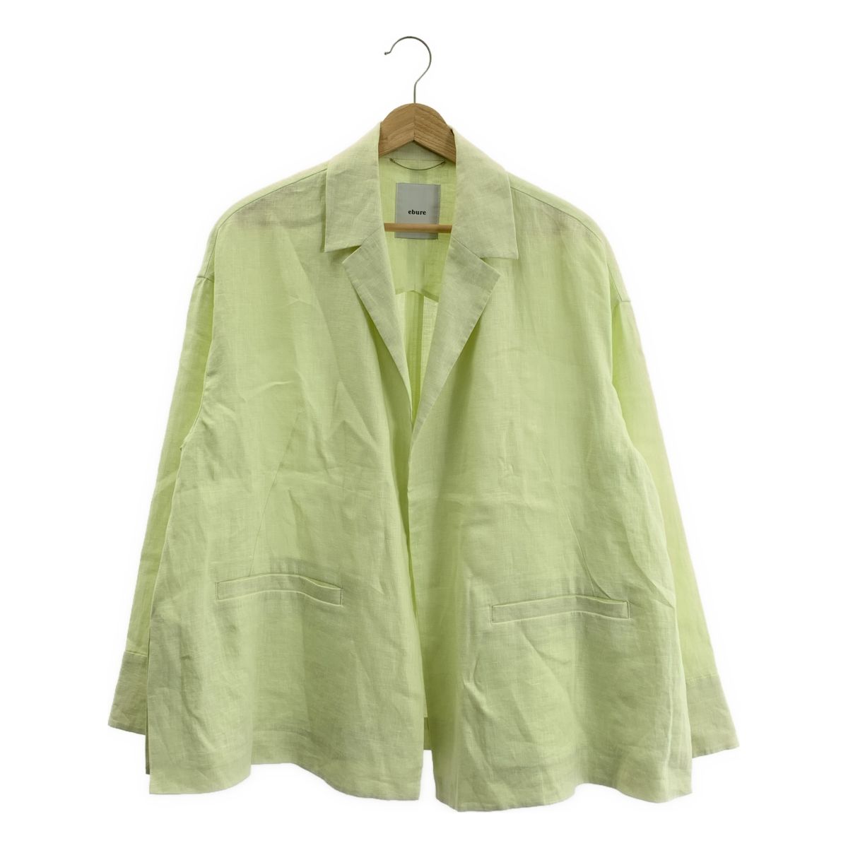 ebure エブール 2025 SS ボタニカルリネン ドロップショルダージャケット 38 グリーン レディース