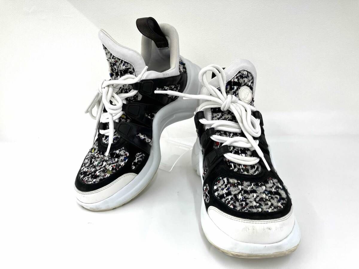 LOUIS VUITTON ルイヴィトン Arclight Line アークライトライン ツイード 1 A 5 SRR スニーカー ホワイト レディース 女性用 サイズ38