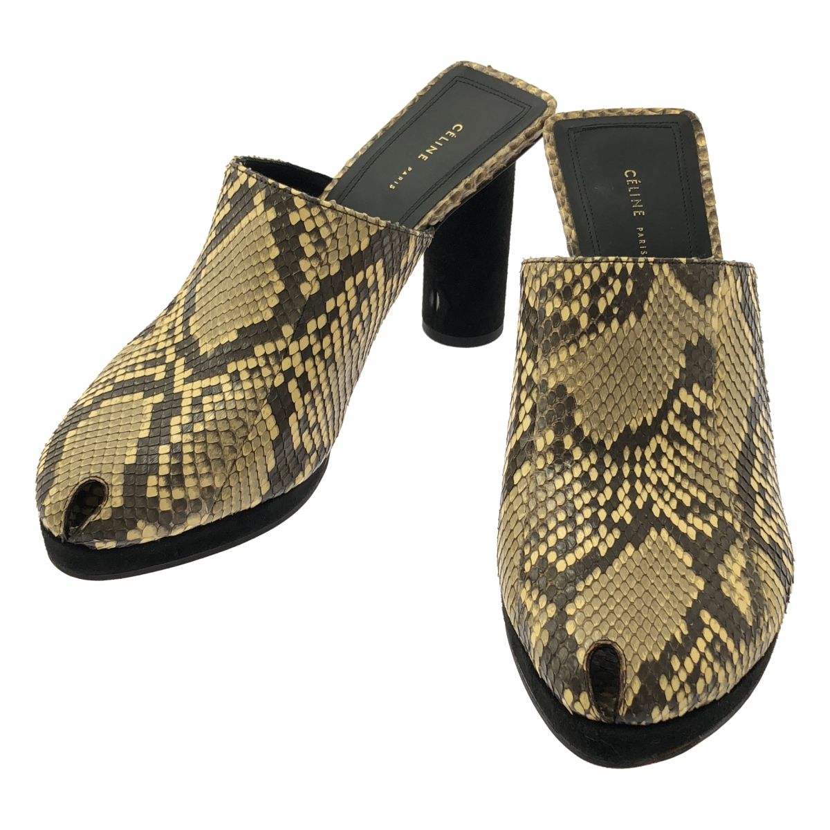 CELINE セリーヌ フィービー期 パイソン ミュール サンダル 36.5 ベージュ レディース