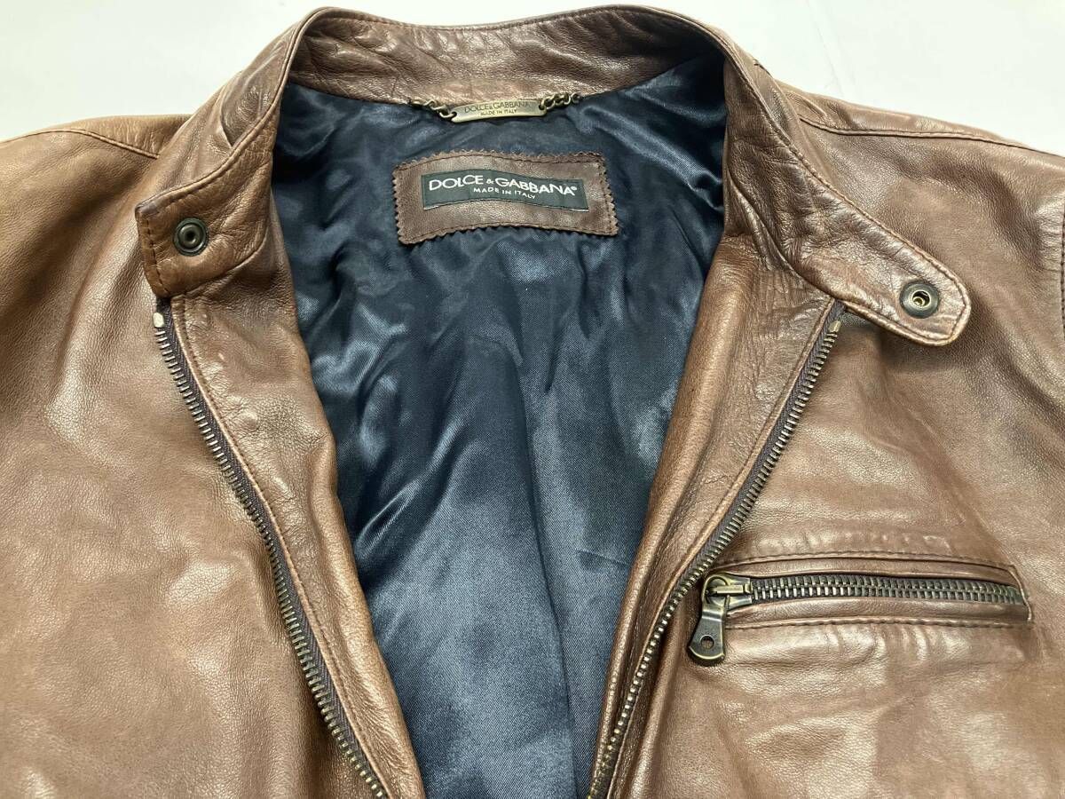 DOLCE & GABBANA レザージャケット ドルチェ&ガッバーナ スタンド