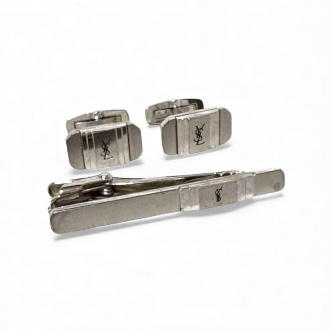 美品 Yves Saint Laurent YSLカフス ネクタイピン シルバー - メルカリ