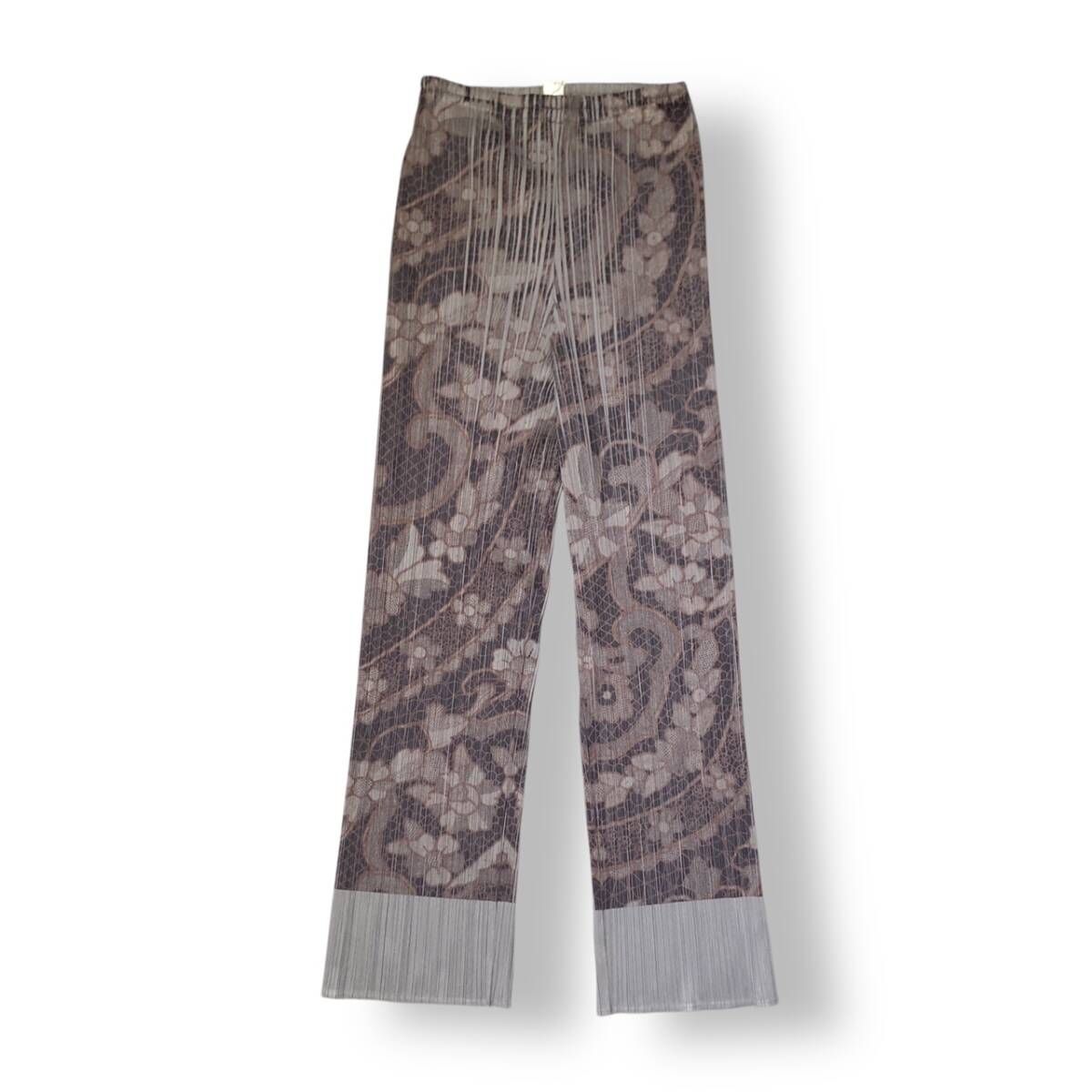 PLEATS PLEASE パンツ 花柄プリーツパンツ サイズ2 PP 86-JF 443 プリーツプリーズ イッセイミヤケ