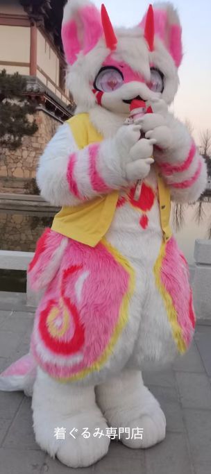 猫 ピンク ファースーツ マスク 着ぐるみセット ケモノ 全頭ヘッド ぬいぐるみ コスプレ コスチューム