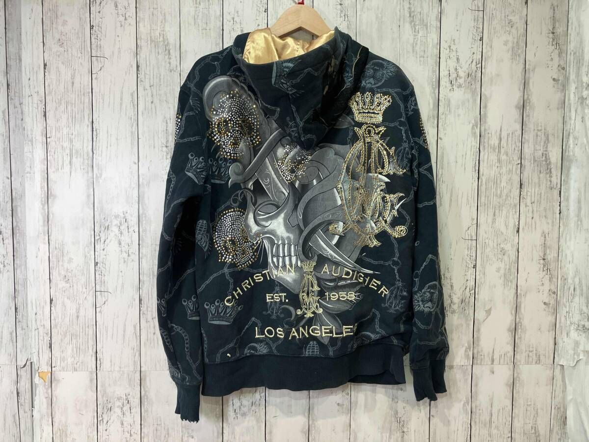 ED HARDY HOODIE by Christian Audigier エドハーディ 総柄スタッズ