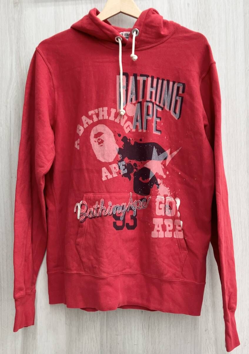 A BATHING APE アベイシングエイプ パーカー プルオーバー 赤 レッド