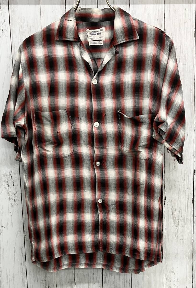 半袖シャツ 60 s オンブレチェック ヴィンテージ 古着size