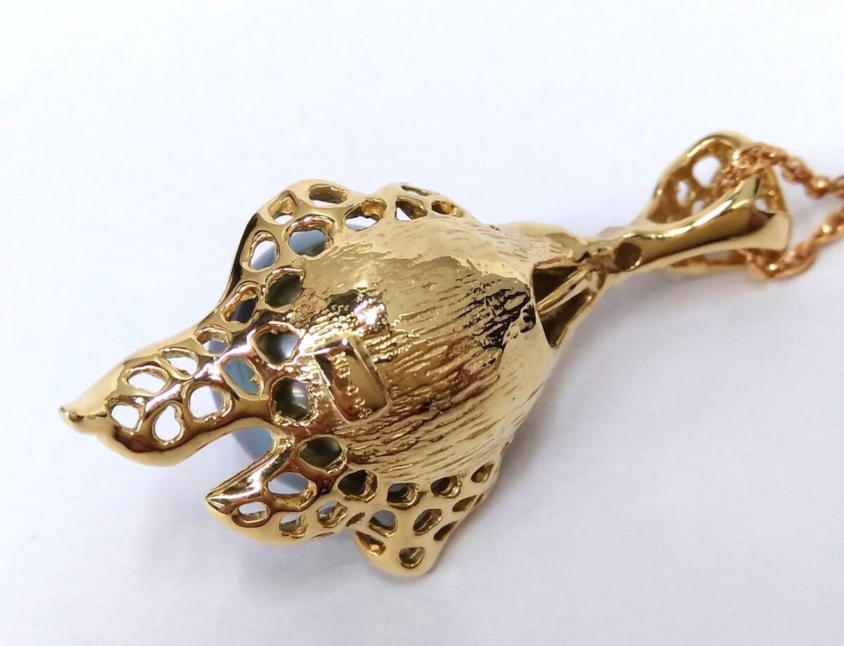 ソーティング付】 K18 黒蝶真珠 天然ダイヤモンド 0.04ct ペンダント