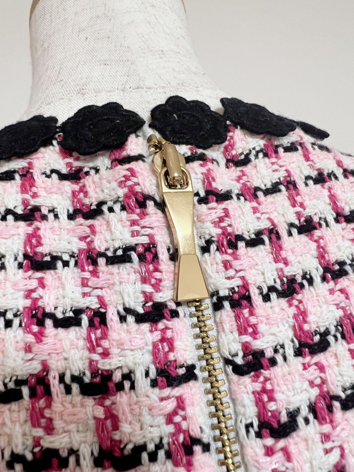 kate spade ケイトスペード ワンピース ツイード ピンク - メルカリ