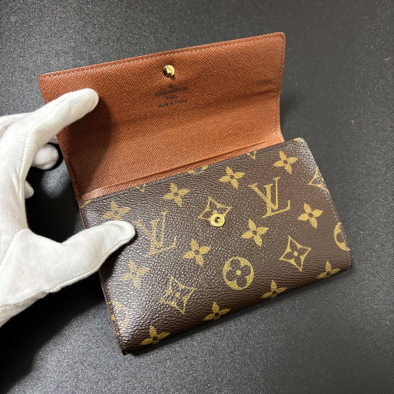 s45 ポルト トレゾール エテュイ パピエ モノグラム 3つ 三つ 折り