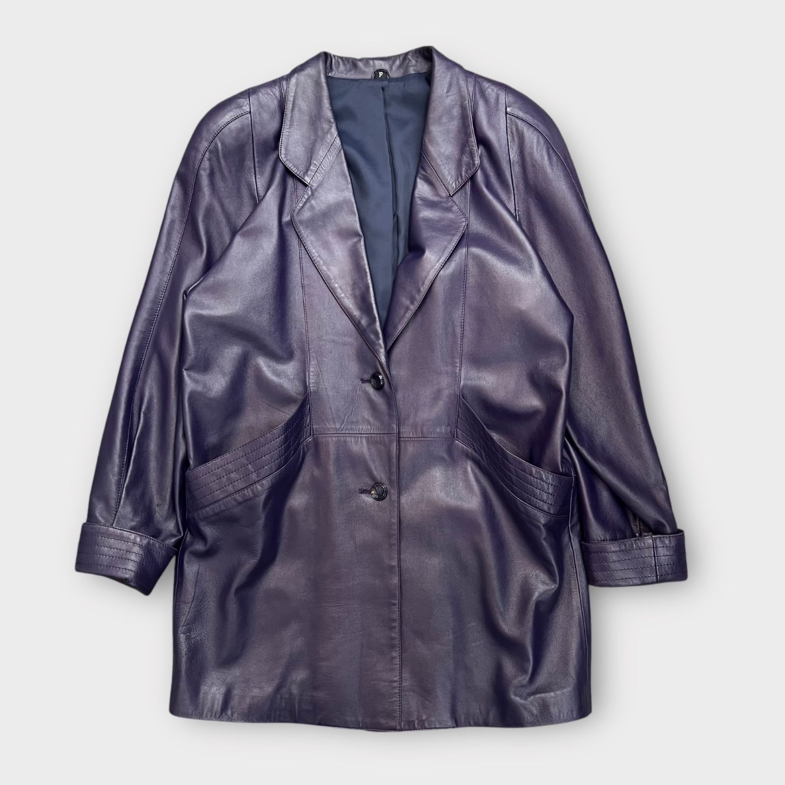 シープスキンコート 羊革 レザーコート パープル アウター レディース