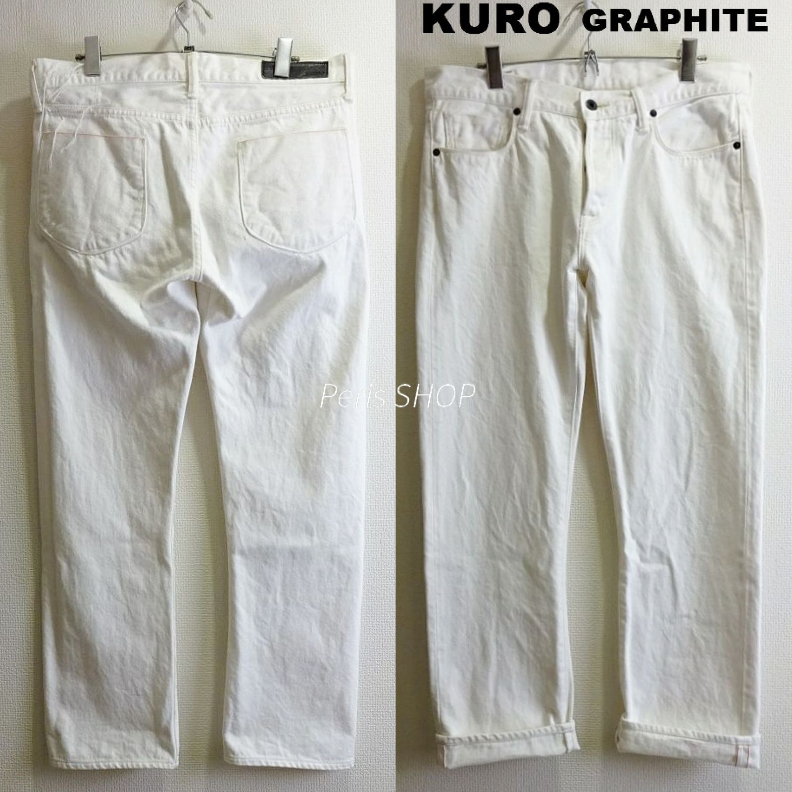 KURO グラファイト W86cm スリムストレートデニム 赤耳 ホワイト 