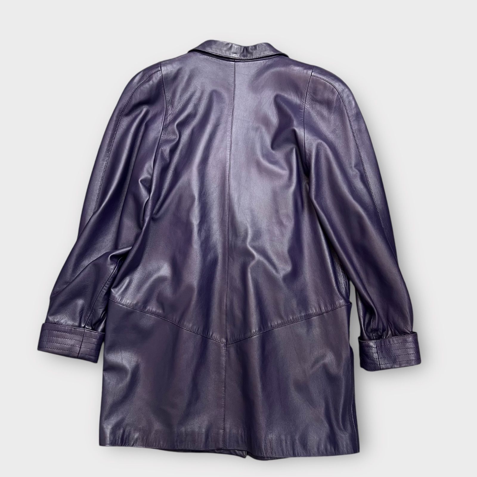 シープスキンコート 羊革 レザーコート パープル アウター レディース