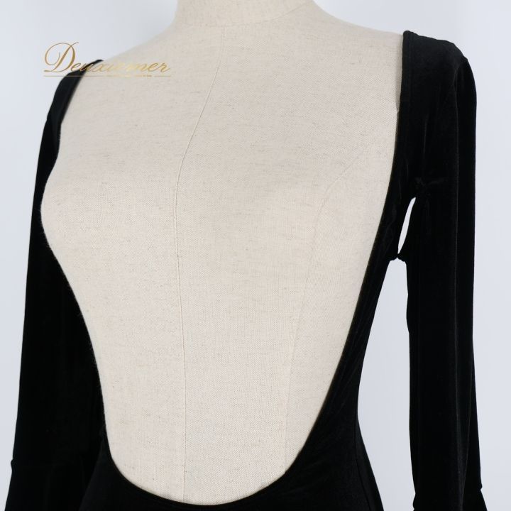 ベリーダンス 衣装 ディドレス ブラック系 ベロア 光沢 ワンピース ドレス 無地 シンプル スリット セクシー 黒 感 ダンス衣装 ステージ衣装 ディ オールブラック 上品