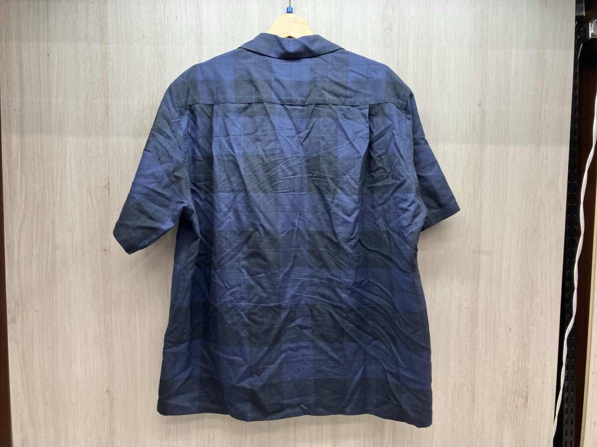 WAKO MARIA ワコマリア メンズ 半袖シャツ オンブレチェック ブルーブラック L レーヨン100%