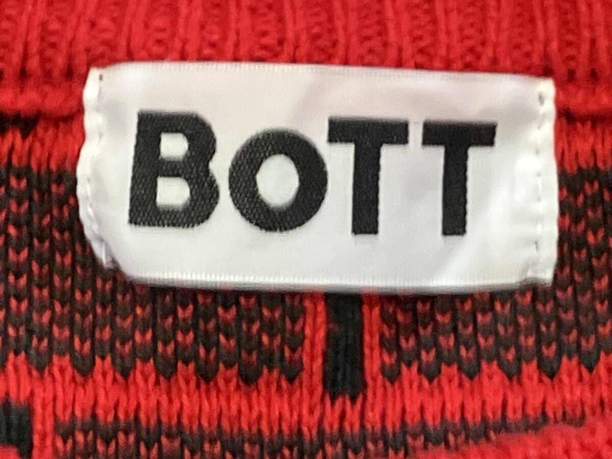 BOTT ボット オーバーサイズニット レンガ模様 サイズ L レッド