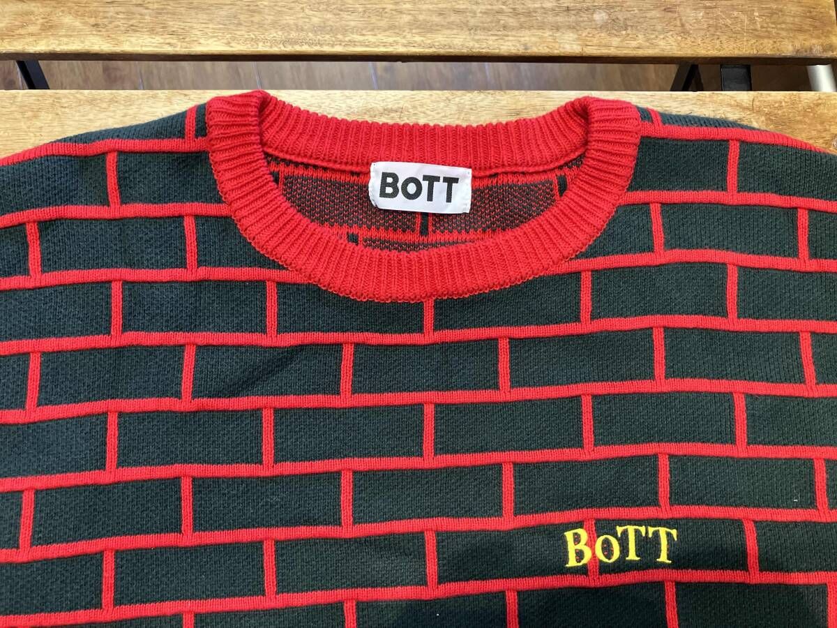 BOTT ボット オーバーサイズニット レンガ模様 サイズ L レッド - メルカリ