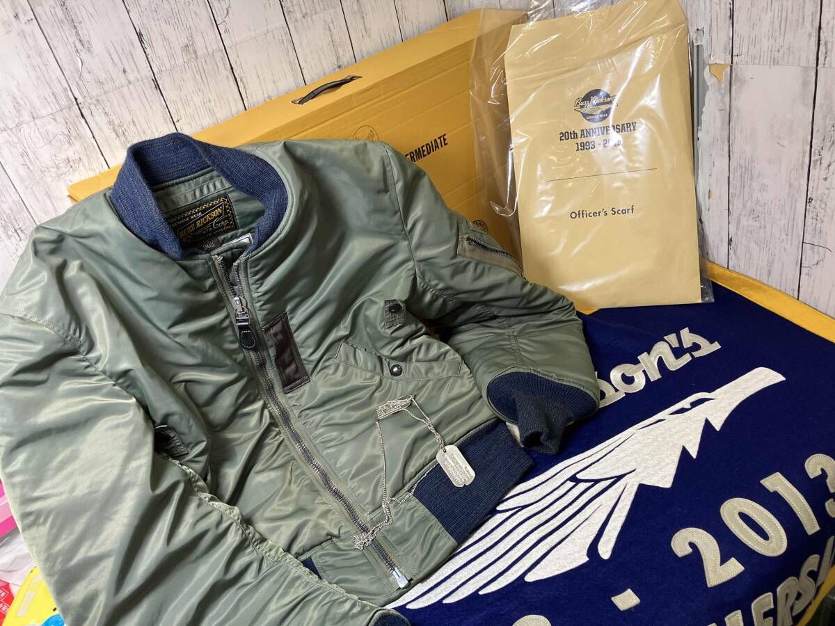 BUZZ RICKSON’S バズリクソンズ 20周年記念 TYPE MA-1 SLENDER フライトジャケット BR 12812 Sサイズ グリーン 青リブ 付 モデル