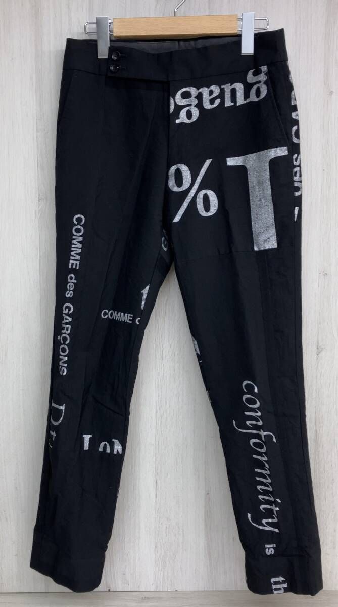 COMME des GARCONS コム デ ギャルソン ウールパンツ GK P 006 ブラック 文字柄 2003 スクエア期 毛 S