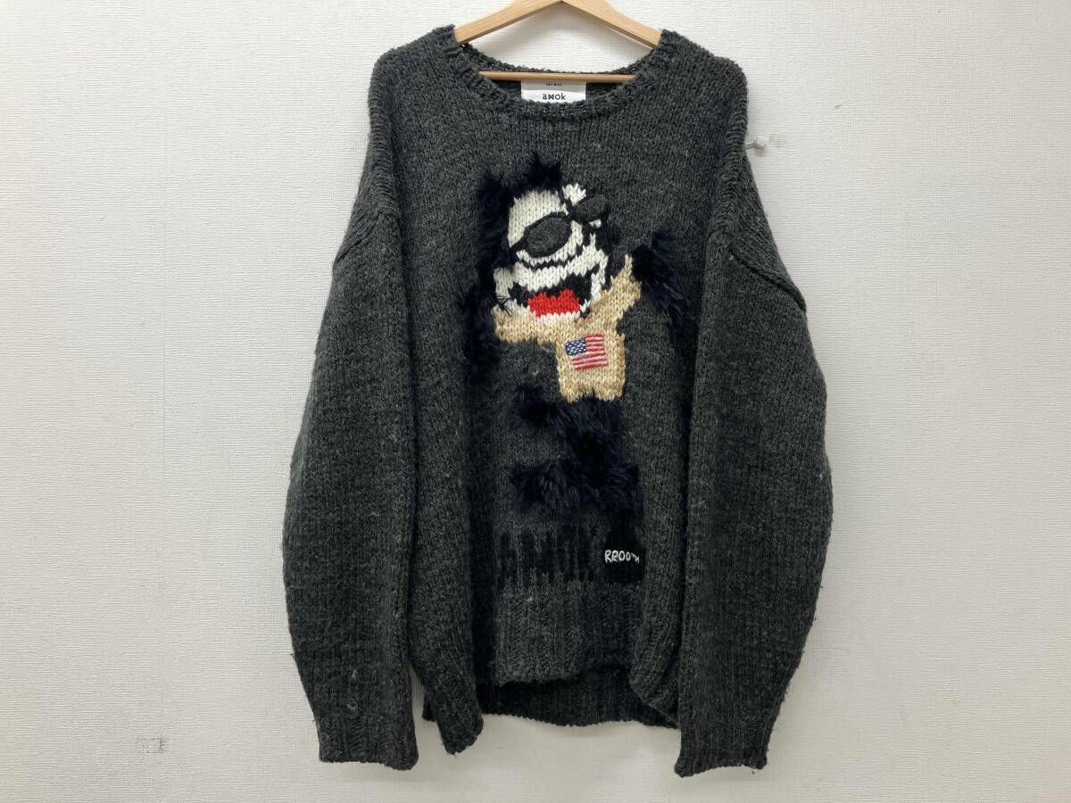 アモク ニット ルーム 別注 グレー S amok × rroomm アモク ルーム 別注 F KNIT 23FWRR01 グレー S サイズ