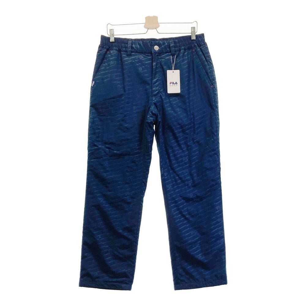 サイズ：L FILA GOLF フィラゴルフ ; 中綿ロングパンツ ロゴ総柄 ネイビー系 [240101406353] ゴルフウェア メンズ ストスト