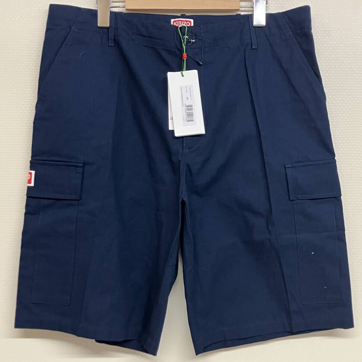 KENZO BLUE CARGO POCKET BERMUDA SHORTS ケンゾー ミッドナイトブルー カーゴショーツ ハーフパンツ サイズ42