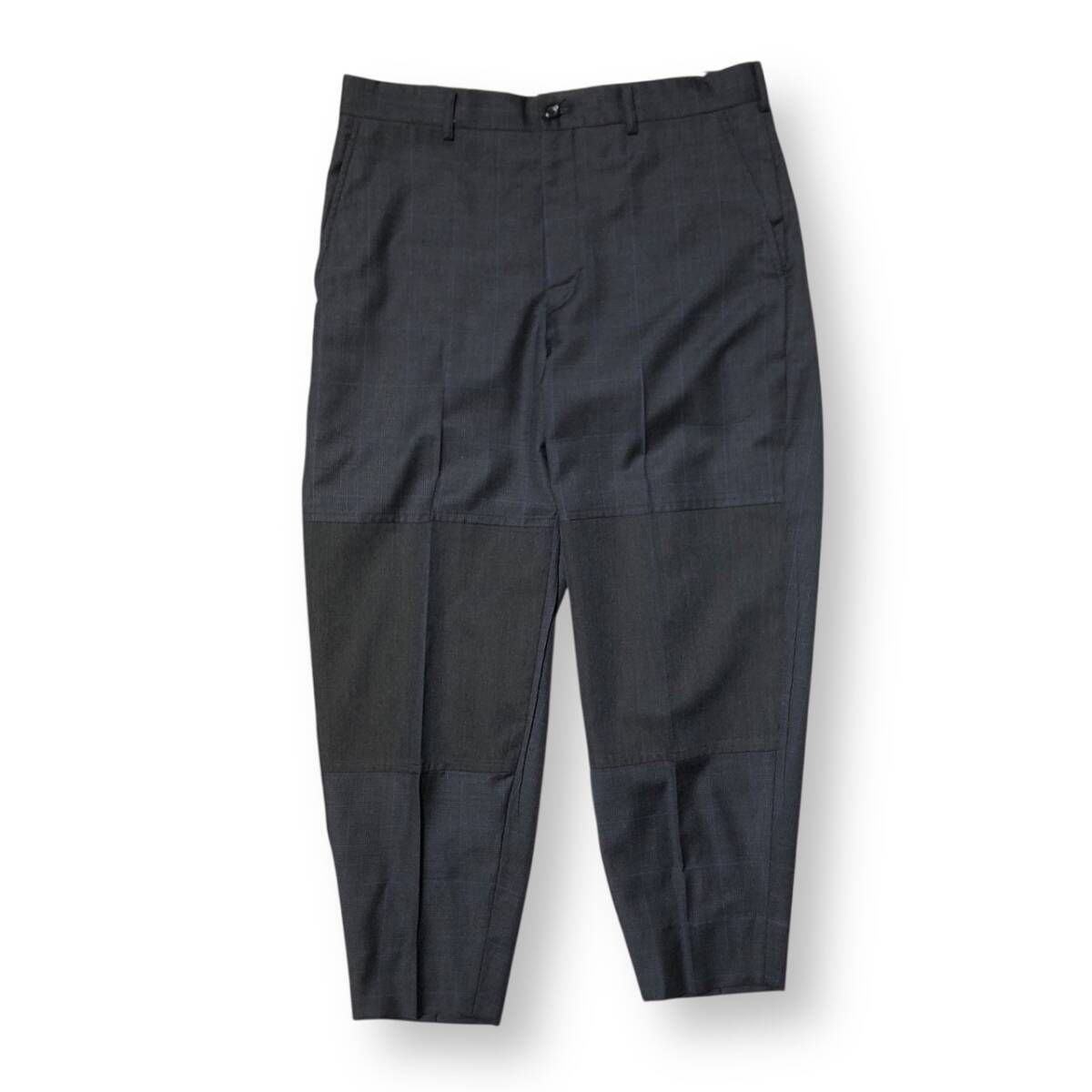 22 SS COMME des GARCONS HOMME DEUX ロングパンツ グレンチェックワイドスラックス Lサイズ グレー DI P 031 コムデギャルソンオムドゥ
