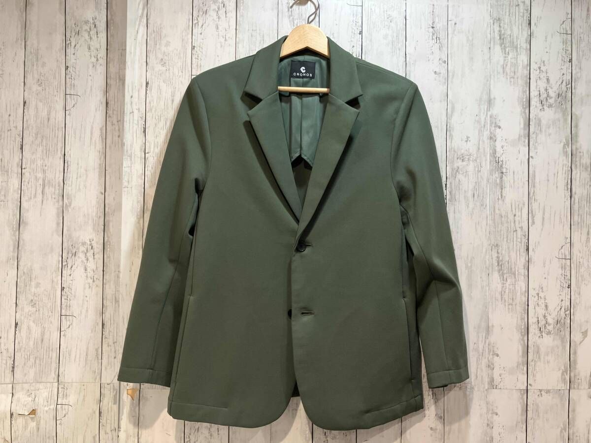 CRONOS クロノス バックロゴ ストレッチジャケット オリーブ 38（M） 