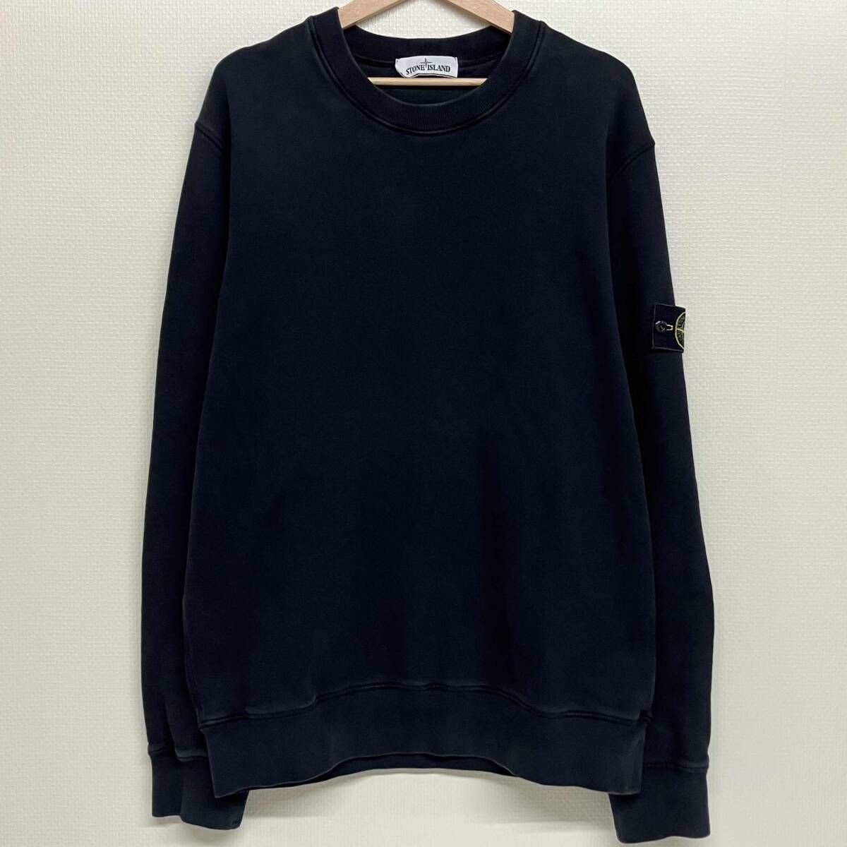 STONE ISLAND COTTON CREW NECK SWEATSHIRT BLACL ストーンアイランド 