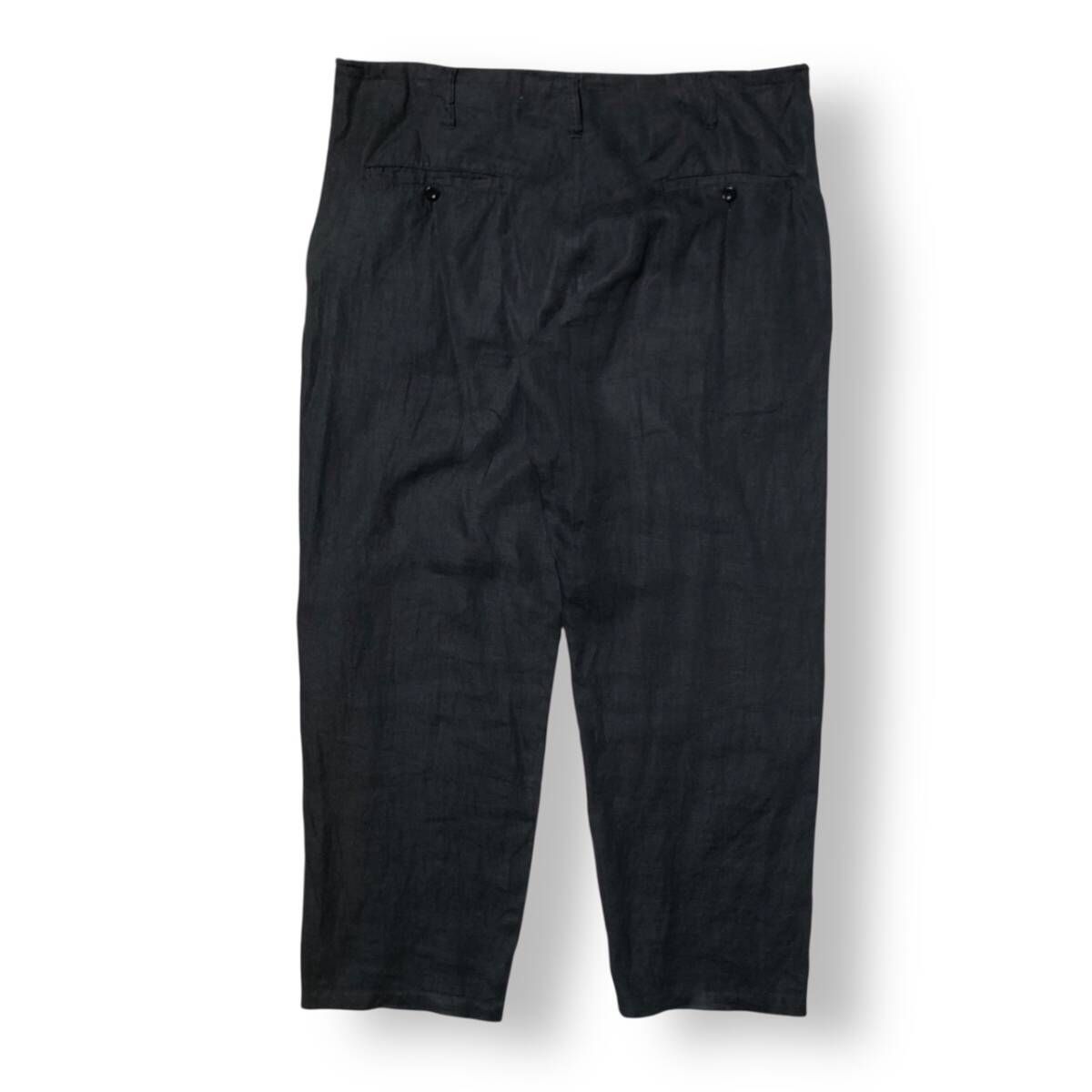 16 SS YOHJI POUR HOMME リネン紐パンツ HO-P 11-311 ブラック サイズ1 ヨウジヤマモトプールオム