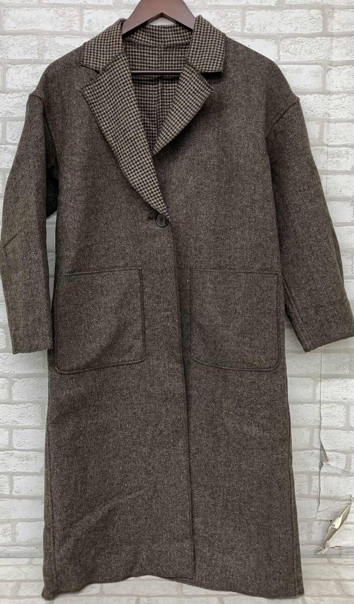 45RPM 45アールピーエム ウール コート ステンカラー ブラウン 千鳥格子