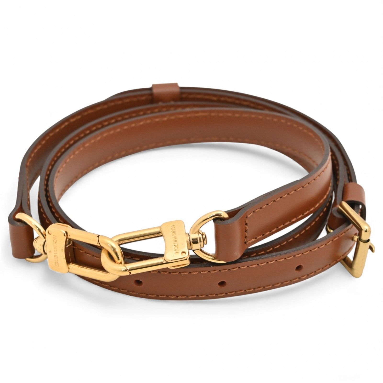 ルイヴィトン ショルダーストラップ レザー ブラウン Aランク lv1214gr