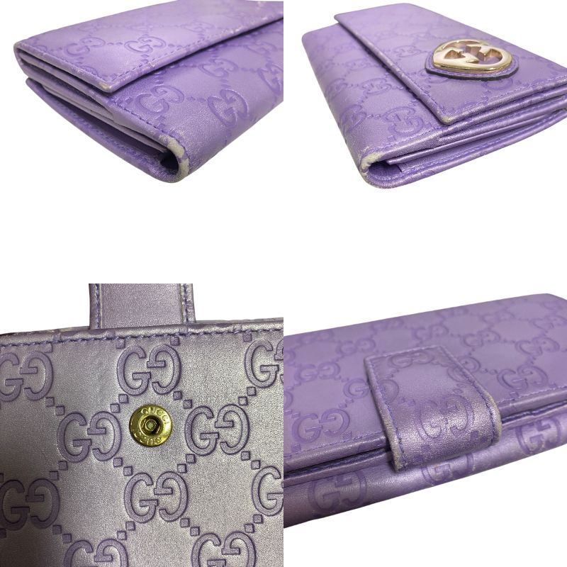 中古品】 GUCCI グッチ 245723 パープル レザー ラブリーハート