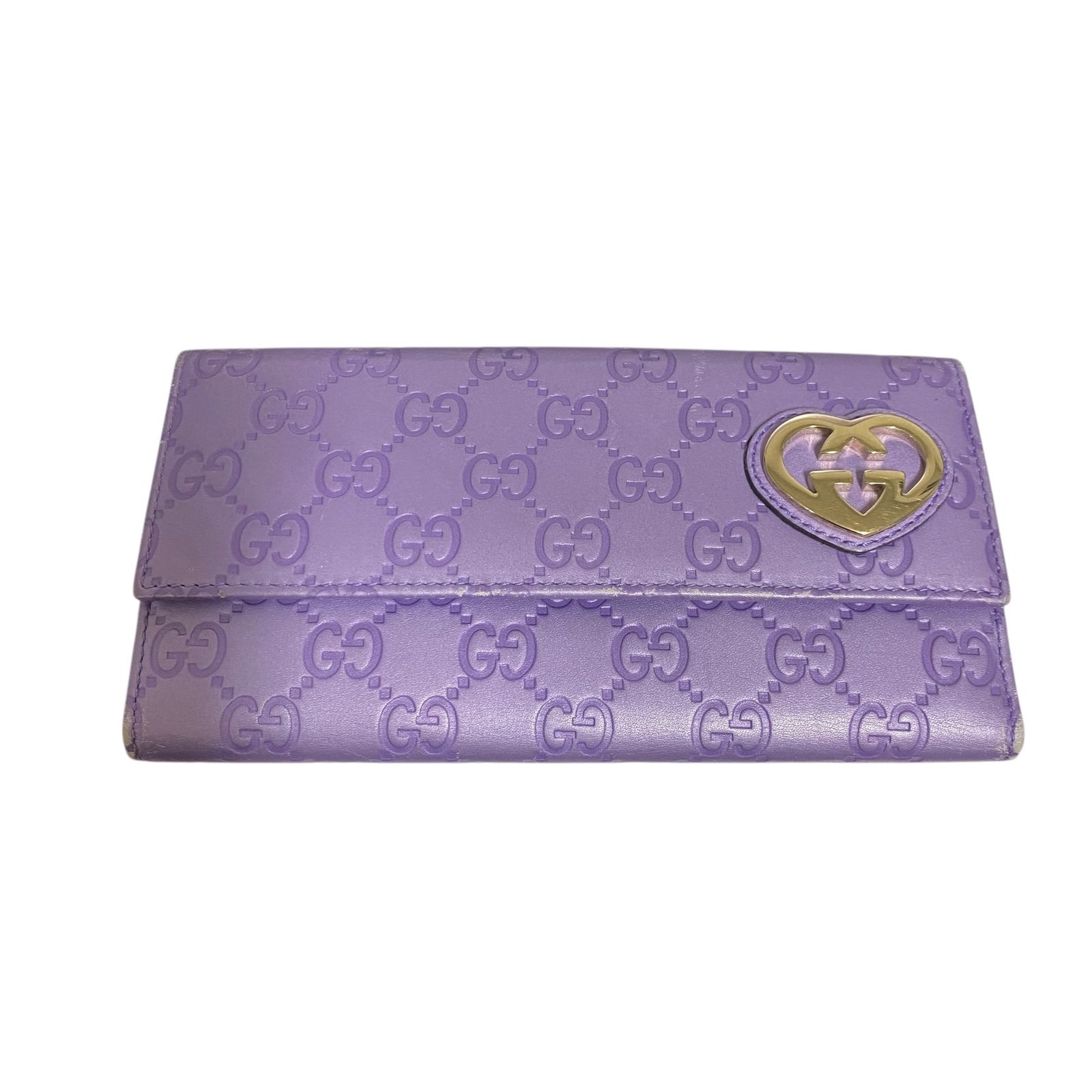 中古品】 GUCCI グッチ 245723 パープル レザー ラブリーハート