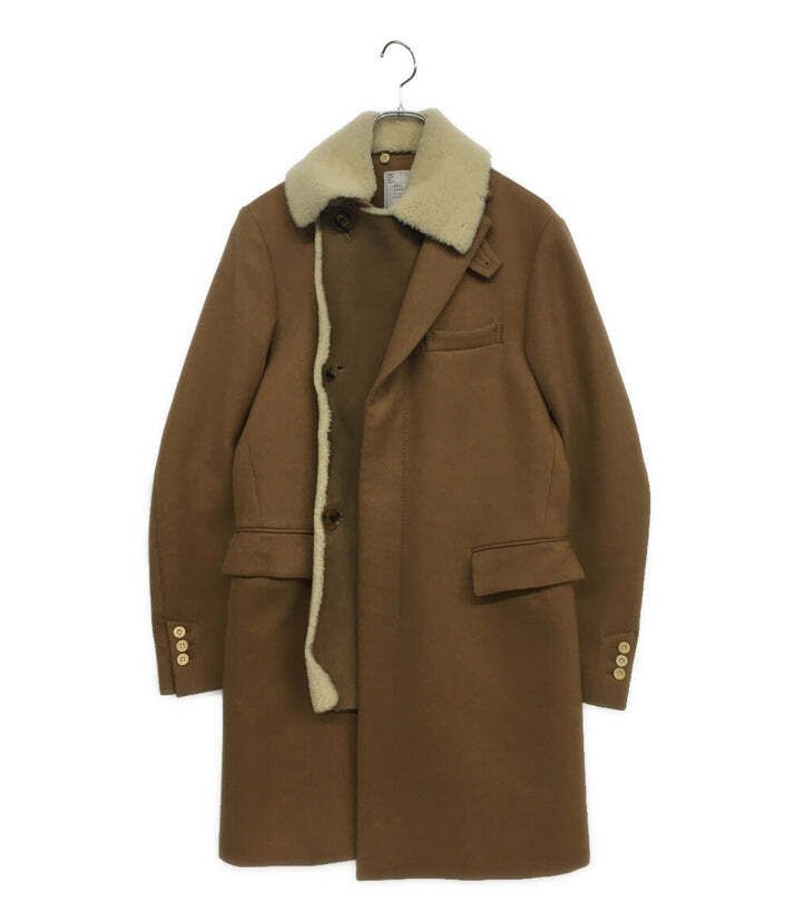 16aw sacai ムートン切替コート コート 1サイズ ブラウン 16-01059M