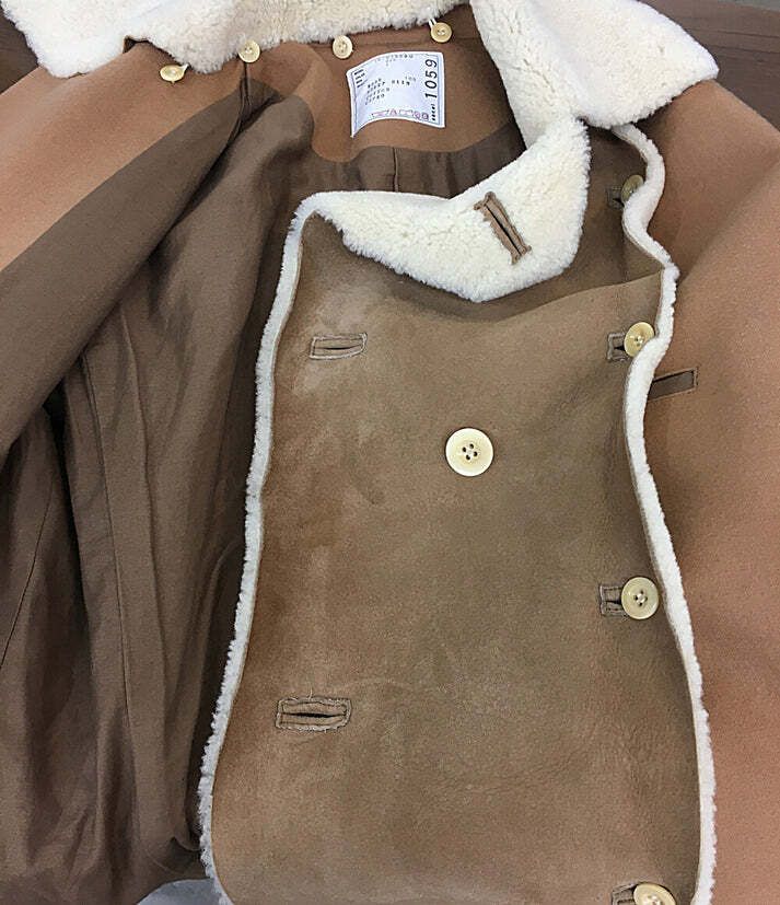 16aw sacai ムートン切替コート コート 1サイズ ブラウン 16-01059M