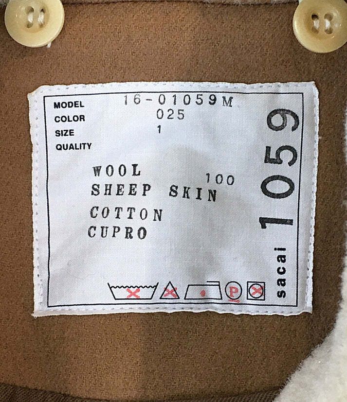 16aw sacai ムートン切替コート コート 1サイズ ブラウン 16-01059M